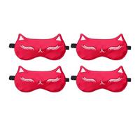 sourcing map 4 Pack Cute Cat Sleep Masks, Soft Light Eye Mask Silk Sleeping Eye Cover with Adjustable Strap Night Eye Cover, Unisex for Sleeping Travel Office Nap Side Sleeper, Red