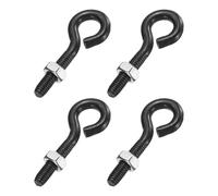 sourcing map 4 Pack Eye Bolts, M6 x 30mm 304 Stainless Steel Threaded EyeBolt Black Eye Hooks with Nut for Hanging or Securing Cables