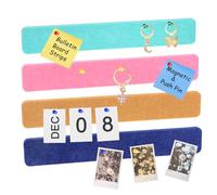 sourcing map 4 Pack Felt Pin Board Bar Strip, 33cm x 5cm Cork Board Bar Strips Self-Adhesive Bulletin Board Strips with 35 Push Pins for Paste Notes Photos, Brown/Pink/Dark Blue/Blue Green