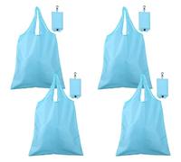 sourcing map 4 Pack Foldable Travel Bag with Handles, Lightweight Polyester Fabric Reusable Grocery Bags, Washable Shopping Tote Pouch for Women & Men Travel Beach Storage, Sky Blue