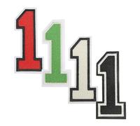 sourcing map 4 Pack Iron on Number Patches, 4.5" Embroidered Patches for Clothes Dress Hats Jeans Backpack DIY Accessories Large Number 1, Green/Red/White/Black