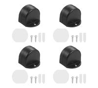 sourcing map 4 Pack Low Dome Floor Door Stop, 1.5" H x 1.65" W Stainless Steel Door Stopper, Rubber Bumper Wall Protector with Screws&Adhesive Tape for Bedroom Bathroom Office, Black