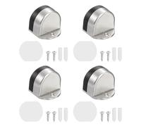 sourcing map 4 Pack Low Dome Floor Door Stop, 1.5" H x 1.65" W Stainless Steel Door Stopper, Rubber Bumper Wall Protector with Screws&Adhesive Tape for Bedroom Bathroom Office, Silver