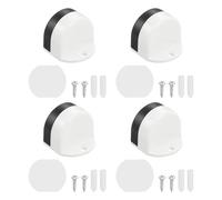 sourcing map 4 Pack Low Dome Floor Door Stop, 1.5" H x 1.65" W Stainless Steel Door Stopper, Rubber Bumper Wall Protector with Screws&Adhesive Tape for Bedroom Bathroom Office, White