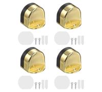 sourcing map 4 Pack Low Dome Floor Door Stop, 1.5" H x 1.65" W Stainless Steel Door Stopper, Rubber Bumper Wall Protector with Screws&Adhesive Tape for Bedroom Bathroom Office, Gold