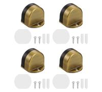 sourcing map 4 Pack Low Dome Floor Door Stop, 1.5" H x 1.65" W Stainless Steel Door Stopper, Rubber Bumper Wall Protector with Screws&Adhesive Tape for Bedroom Bathroom Office, Brass Tone