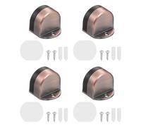 sourcing map 4 Pack Low Dome Floor Door Stop, 1.5" H x 1.65" W Stainless Steel Door Stopper, Rubber Bumper Wall Protector with Screws&Adhesive Tape for Bedroom Bathroom Office, Red Bronze