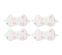 sourcing map 4 Pack Plush Sleep Masks, Cute Light Eye Mask Soft Sleeping Eye Cover with Elastic Strap, Glitter Star Pattern, Unisex for Sleeping Travel Office Nap Side Sleeper, White