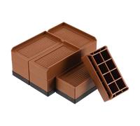 sourcing map 4-Pack Rectangle Bed Risers, 2.95 Inch L-Edge Heavy Duty Adjustable Furniture Risers for Bed Sofa Table and Couch Lift (Brown)