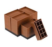 sourcing map 4-Pack Rectangle Bed Risers, 4.33 Inch Full Edge Heavy Duty Adjustable Furniture Risers for Bed Sofa Table and Couch Lift (Brown)