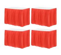 sourcing map 4 Pack Red Plastic Table Skirts, 29 in x 14 Ft Table Skirts for Rectangle Tables, Disposable Table Covers for Birthday Wedding Party