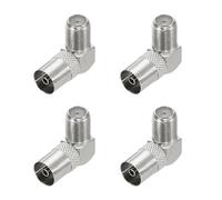 sourcing map 4 Pack Right Angle Coaxial Connector, F Female to PAL Female Adapter 75 Ohm Coax Coaxial Extension Coupler for Broadcast, Antenna, Amplifier, CB Radio, Silver