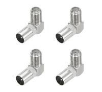 sourcing map 4 Pack Right Angle Coaxial Connector, F Female to PAL Male Adapter 75 Ohm Coax Coaxial Extension Coupler for Broadcast, Antenna, Amplifier, CB Radio, Silver