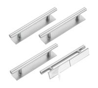 sourcing map 4 Pack Self-Stick Push Pull Helper, 6 Inch Plastic Adhesive Cabinet Handles Round Stick-on Handle for Kitchen Cabinet Window Sliding Closet Door Wardrobe(Silver)
