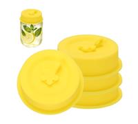 sourcing map 4 Pack Silicone Wide Mouth Mason Jar Lids, 86mm Regular Mouth Mason Jar Lids with Straw Hole and Stopper Thickened Leak Proof Canning Covers for Drinking Food Storage, Yellow