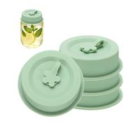 sourcing map 4 Pack Silicone Wide Mouth Mason Jar Lids, 86mm Regular Mouth Mason Jar Lids with Straw Hole and Stopper Thickened Leak Proof Canning Covers for Drinking Food Storage, Green