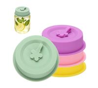 sourcing map 4 Pack Silicone Wide Mouth Mason Jar Lids, 86mm Regular Mouth Mason Jar Lids with Straw Hole and Stopper Thickened Leak Proof Canning Covers for Drinking Food Storage, 4 Colors