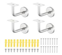 sourcing map 4 Pack Stainless Steel Handrail Bracket, Wall-Mounted Railing Support with Screws, Flat Surface Staircase Hand Railing Brackets for Home Hotel (2.4" x 2.4")