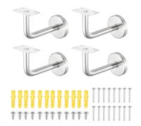 sourcing map 4 Pack Stainless Steel Handrail Bracket, Wall-Mounted Railing Support with Screws, Flat Surface Staircase Hand Railing Brackets for Home Hotel (3.9" x 2.4")