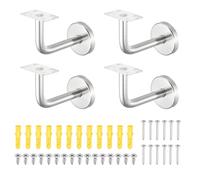 sourcing map 4 Pack Stainless Steel Handrail Bracket, Wall-Mounted Railing Support with Screws, Flat Surface Staircase Hand Railing Brackets for Home Hotel (3.1" x 2.4")