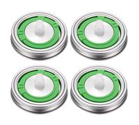 sourcing map 4 Pack Stainless Steel Mason Jar Lids, 91mm Leak Proof Regular Mouth Mason Jar Lids with Silicone Seals Polished Surface and Reusable for Drinking Food Storage, Green