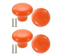 sourcing map 4 Packs Ceramic Drawer Knobs, Round Dresser Pulls, Decorative Drawer Knobs with M4 x 25mm Screw for Cupboard Wardrobe, Orange