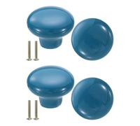 sourcing map 4 Packs Ceramic Drawer Knobs, Round Dresser Pulls, Decorative Drawer Knobs with M4 x 25mm Screw for Cupboard Wardrobe, Blue