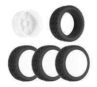 sourcing map 4-Pair High-Grip RC Car Tire & Wheel Set for 1/10 Scale On-Road Touring Cars - Soft Rubber Tyres with 12mm Hubs, Black/White