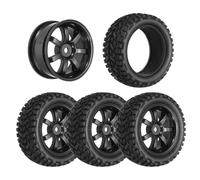 sourcing map 4-Pair High-Grip RC Car Tire & Wheel Set for 1/10 Scale On-Road Touring Cars - Soft Rubber Tyres with 12mm Hubs, Black, Type l
