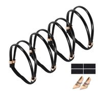 sourcing map 4 Pairs High Heels Shoe Straps, Rhinestone Elastic Shoe Straps Heels Detachable Ankle Straps Replacement Shoelace Crystal for Women Loose Slippers Sandals, Bright Black