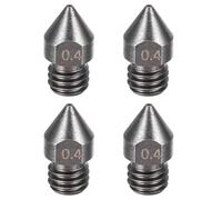 sourcing map 4 Pcs 0.4mm 3D Printer Extruder Nozzles for MK8 1.75mm Filament Hardened Steel Print Head High Speed Temperature Packed Wear Resistance Nozzle (13x6mm)
