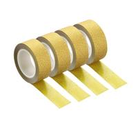 sourcing map 4 Pcs 0.6 Inch x 11 Yards Glitter Washi Tape Gold Crafting Tape Glitter Masking Tape Decorative Tape Self Adhesive Stick for Festival Decoration Scrapbooking,Planner,DIY