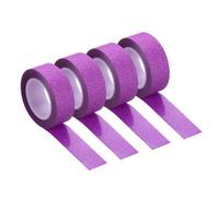sourcing map 4 Pcs 0.6 Inch x 11 Yards Glitter Washi Tape Purple Crafting Tape Glitter Masking Tape Decorative Tape Self Adhesive Stick for Festival Decoration Scrapbooking,Planner,DIY