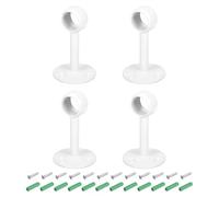 sourcing map 4 Pcs 0.63 Inch Curtain Rod Holder, Ceiling Mount Pipe Flange Socket, Stainless Steel Closet Rod Bracket with Screws, White