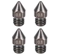 sourcing map 4 Pcs 0.8mm 3D Printer Extruder Nozzles for MK8 1.75mm Filament Hardened Steel Print Head High Speed Temperature Packed Wear Resistance Nozzle (13x6mm)