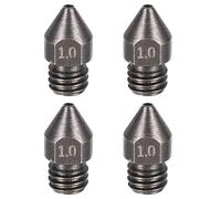 sourcing map 4 Pcs 1.0mm 3D Printer Extruder Nozzles for MK8 1.75mm Filament Hardened Steel Print Head High Speed Temperature Packed Wear Resistance Nozzle (13x6mm)