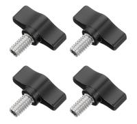 sourcing map 4 Pcs 1/4" - 12.3 Thumb Screw, 304 Stainless Steel Threaded Knurled Thumbscrew Adjustable Tee Wing Screw Grip Knobs Clamping Screws for Kinds of Stand and Machine, Black
