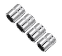 sourcing map 4 Pcs 1/4-Inch Drive 14mm 6-Point Shallow Socket, Metric, Steel with Chrome Plated