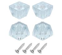 sourcing map 4 Pcs 1.5x1.18 Inch Square Rubber Furniture Feet with Screws, Washer, Non-Slip Furniture Floor Pads for Chair Table Sofa Couch Legs, Clear