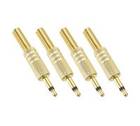 sourcing map 4 Pcs 1/8" TS Audio Male Plug, 3.5mm Mono Jack Plug Adapter Replacement, 1 Pole Solder Jack Cable Connector for Speaker Microphone Guitar (Carved Style, Golden)