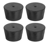 sourcing map 4 Pcs 1-Hole Rubber Stopper, Tapered Lab Seal Tube Stopper Plug for Test Tube Flasks Glass Containers Industry and Laboratories, 41x33x25mm Black