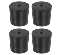sourcing map 4 Pcs 1-Hole Rubber Stopper, Tapered Lab Seal Tube Stopper Plug for Test Tube Flasks Glass Containers Industry and Laboratories, 28x24x25mm Black