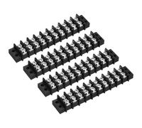 sourcing map 4 Pcs 10 Positions Terminal Block 300V 20A 9.5mm Pitch Dual Rows 10 Circuits DIN Row Screw Terminals Strip