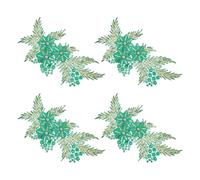 sourcing map 4 Pcs(2 Pairs) Flower Sequin Applique with Rhinestone Bead, 3D Embroidery Patch Sewing Addition Embellishments for Wedding Bridal Dress Clothes DIY Crafts Decor, Green