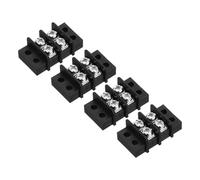 sourcing map 4 Pcs 2 Positions Terminal Block 300V 20A 9.5mm Pitch Dual Rows 2 Circuits DIN Row Screw Terminals Strip