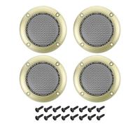 sourcing map 4 Pcs 2inch Black Speaker Grill Mesh Metal Woofer Guard Protector Dust Cover Gold Decorative Circle ABS Frame with Screws for Home Audio Car Speaker Replacement