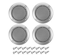 sourcing map 4 Pcs 2inch Black Speaker Grill Mesh Metal Woofer Guard Protector Dust Cover Silver Decorative Circle ABS Frame with Screws for Home Audio Car Speaker Replacement