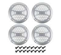 sourcing map 4 Pcs 2inch Silver Gray Speaker Grill Mesh Plastic Woofer Guard Protector Dust Cover Silver Gray Decorative Circle Plastic Frame with Screws for Home Audio Car Speaker Replacement