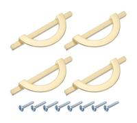 sourcing map 4 Pcs 3.78 Inch Kitchen Cabinet Handles, Half Moon Drawer Pulls Cabinet Pull Sliding Door Pull with Screws, Gold