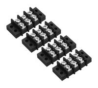 sourcing map 4 Pcs 3 Positions Terminal Block 300V 20A 9.5mm Pitch Dual Rows 3 Circuits DIN Row Screw Terminals Strip